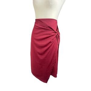 Kate Kasin High Waist Knee Length Skirt Wrap Size XL Red Maroon